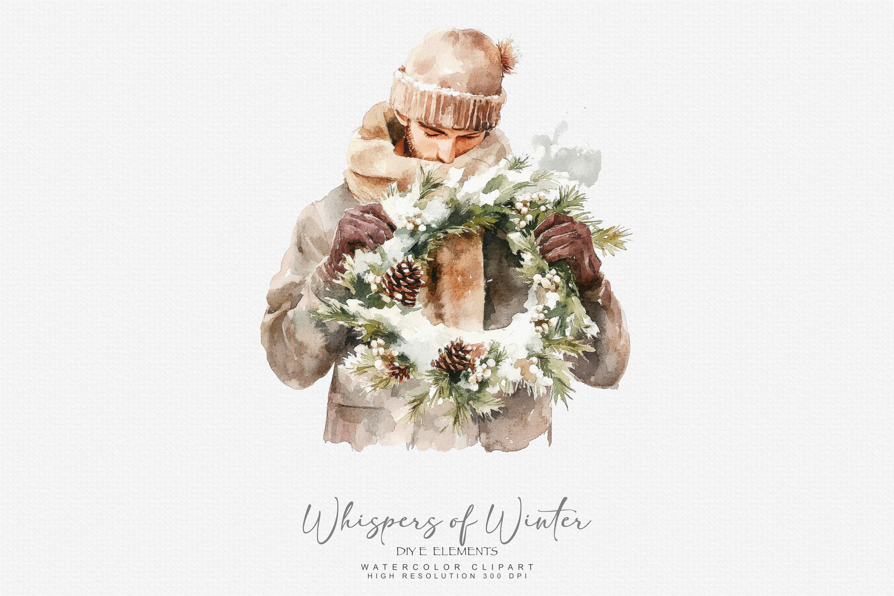 Evergreen Clipart Watercolor Christmas - photo 4