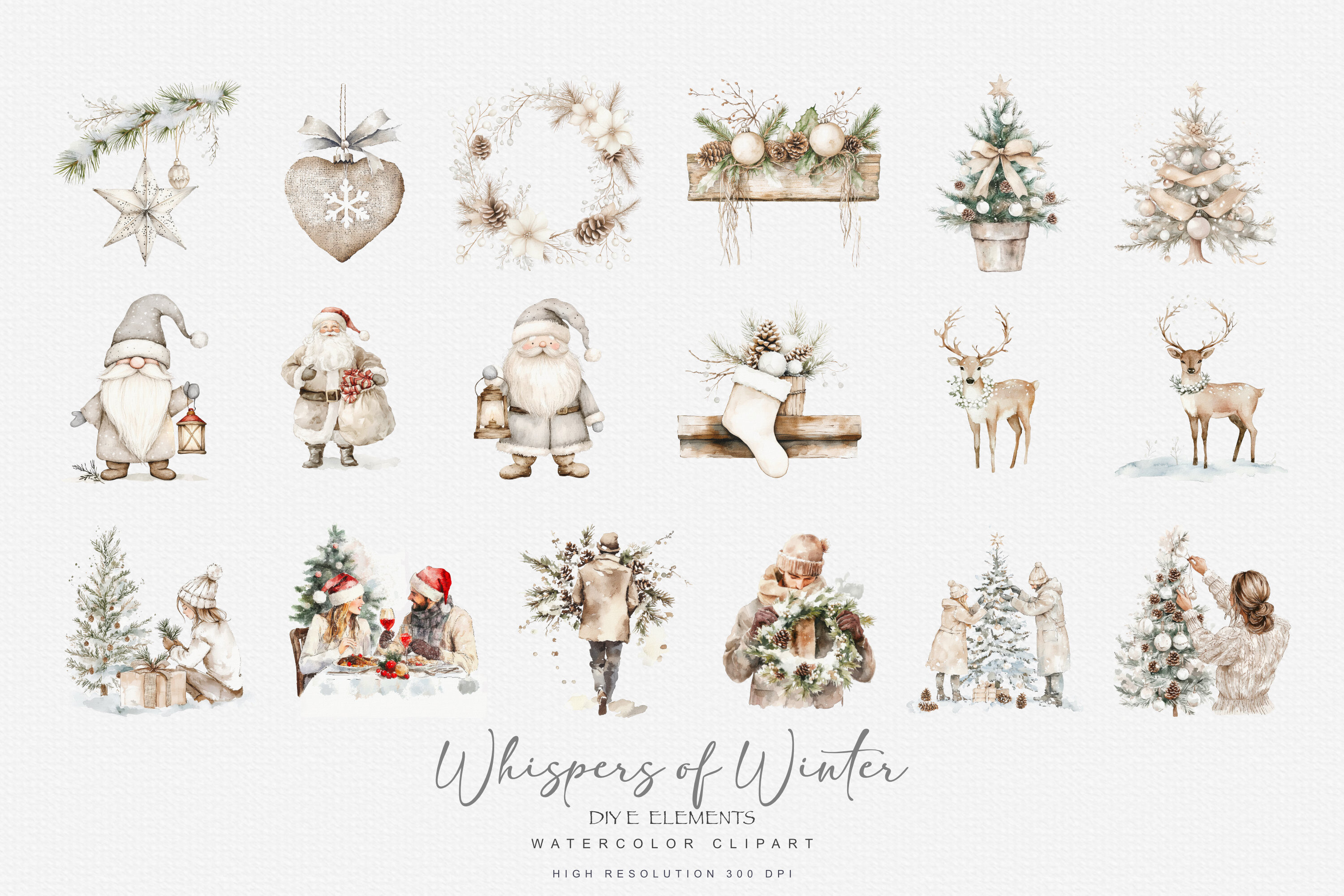 Evergreen Clipart Watercolor Christmas - photo 5
