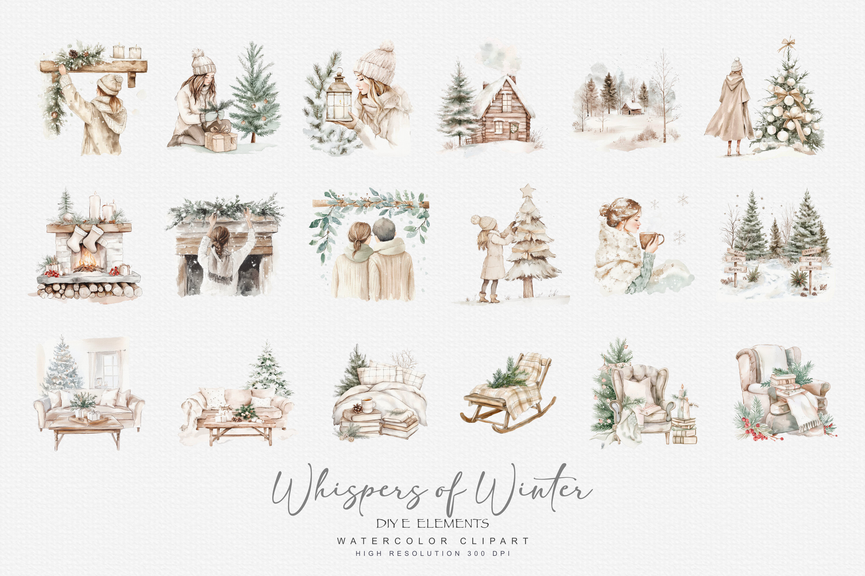 Evergreen Clipart Watercolor Christmas - photo 7