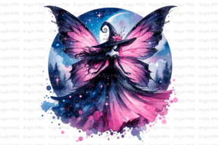Pink Gothic Watercolor Fairy Witch PNG Graphic by angela39503 ...