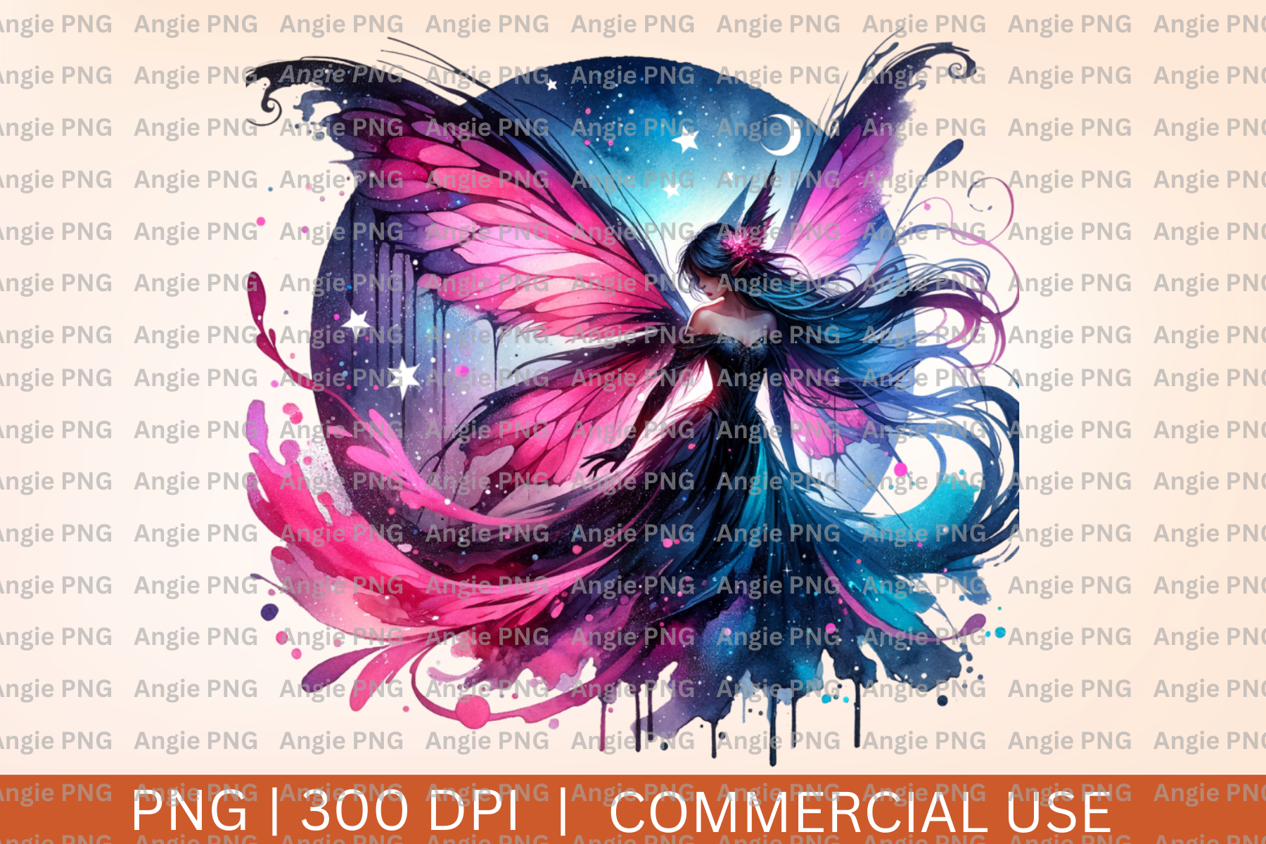 Pink Gothic Watercolor Fairy Witch PNG Graphic by angela39503 ...