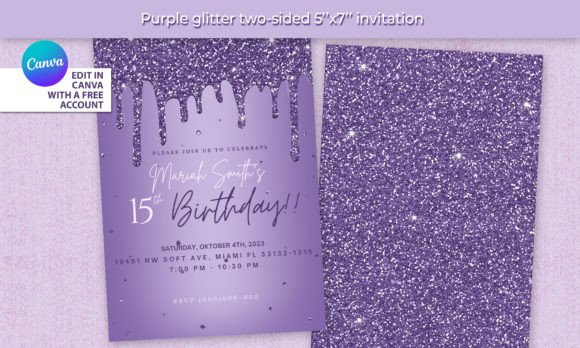 Purple Glitter Canva Invitation
