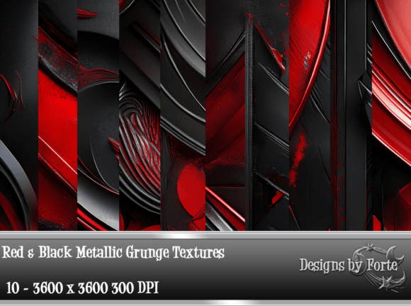 Red & Black Metallic Grunge Textures