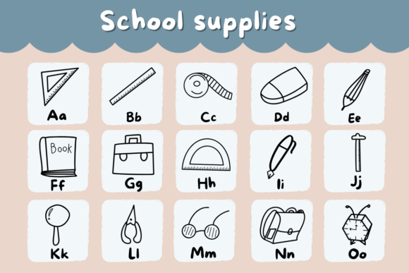 School Supplies Font PNG with transparent background - Preview 1