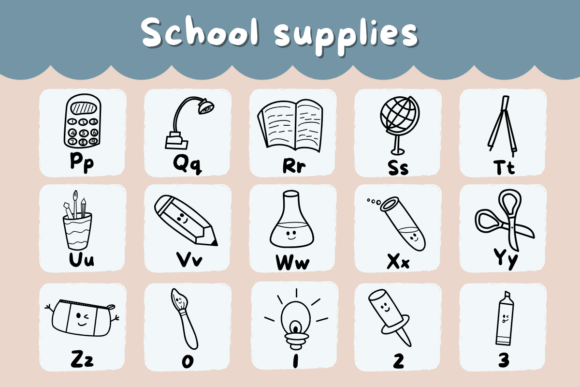 School Supplies Font PNG with transparent background - Preview 2