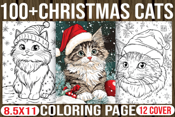 100 Christmas Cats Coloring Page