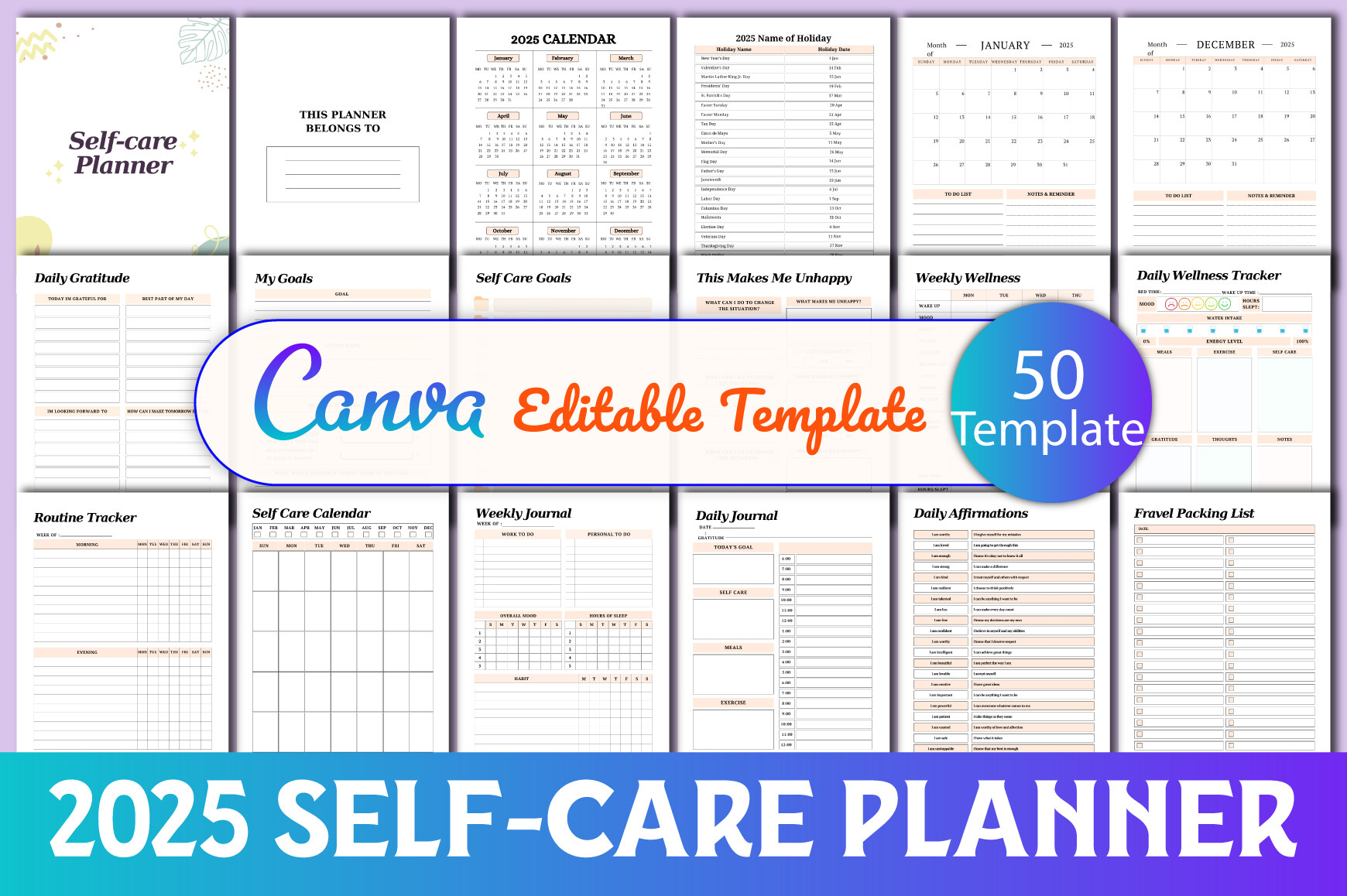 2025 Self-Care Planner Canva KDP Graphic by KDPMart · Creative Fabrica