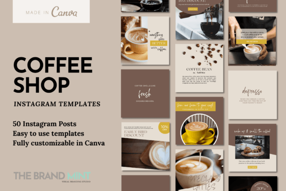 Preview of 50 Coffee Shop Instagram Template coffee shop social media template