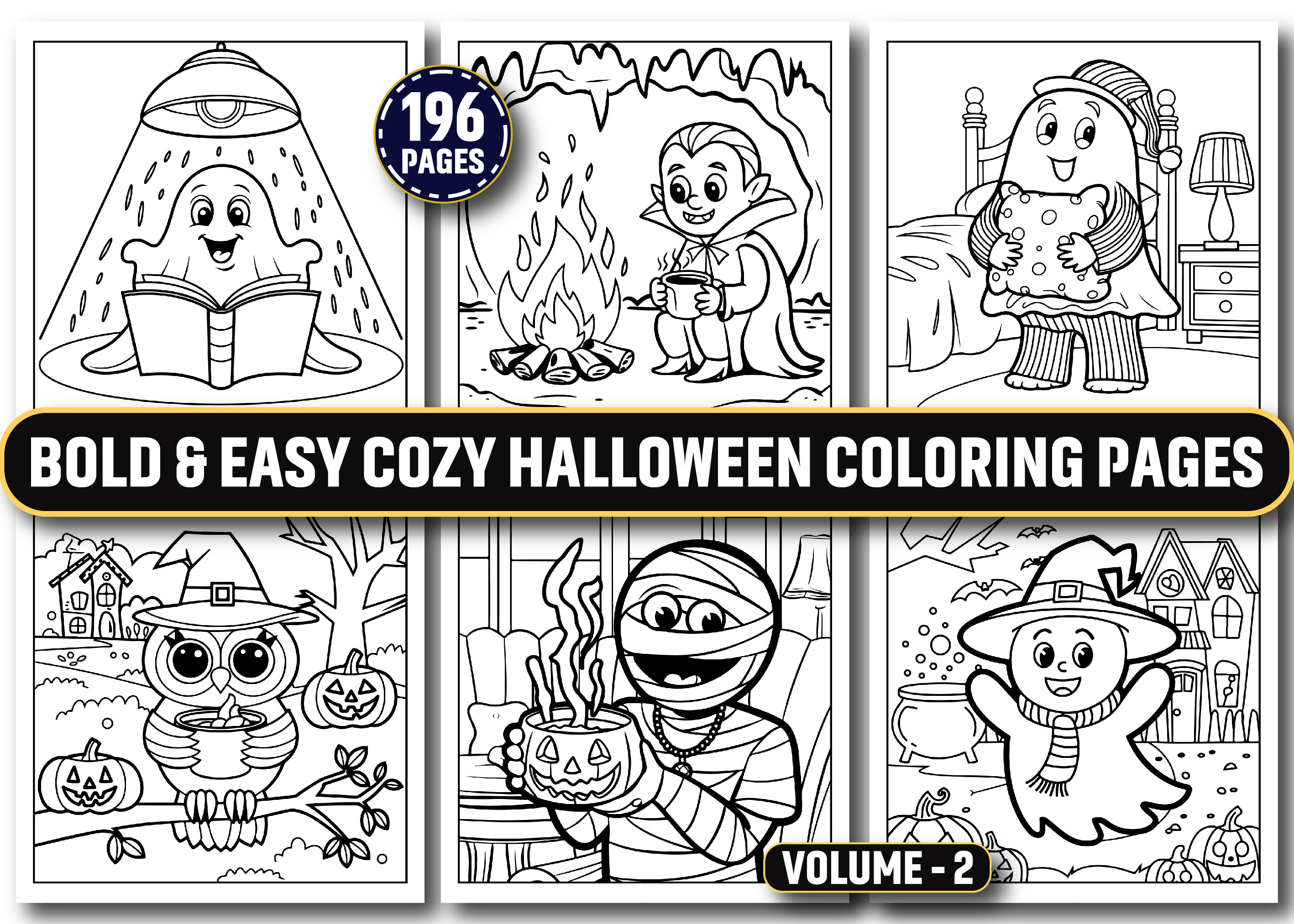 Bold & Easy Cozy Halloween Coloring Page