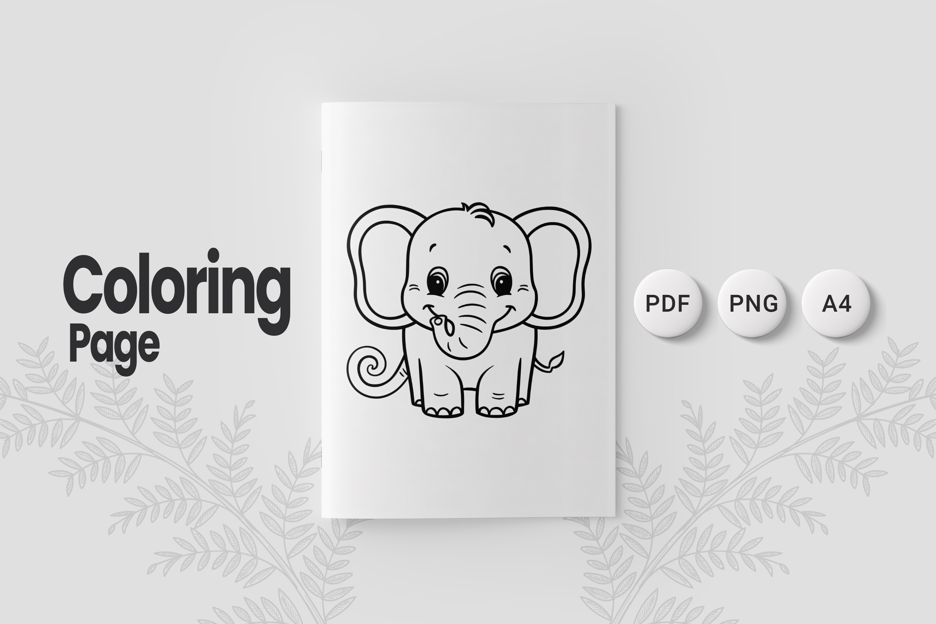 Cute Elephant Coloring Page 01