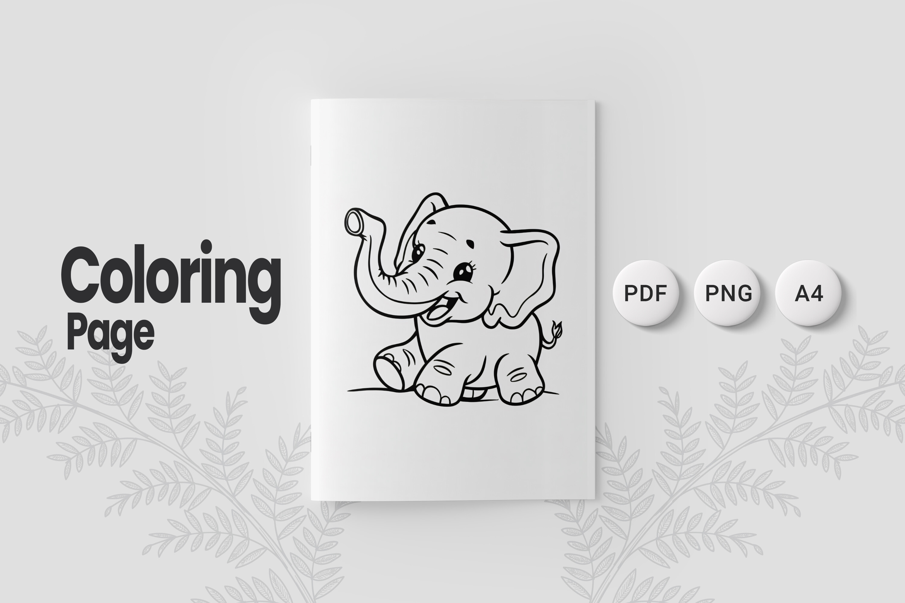 Cute Elephant Coloring Page 04