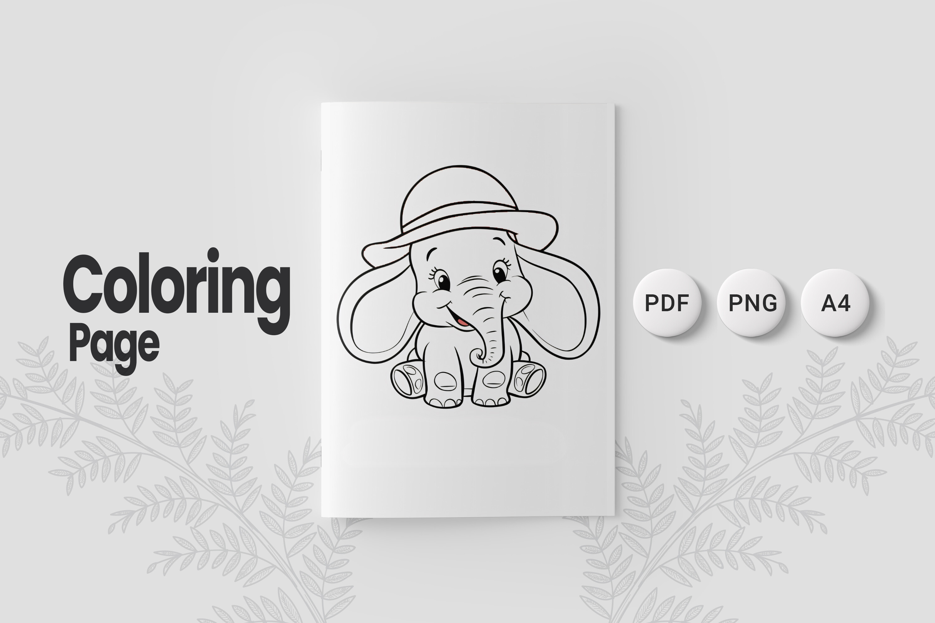 Cute Elephant Coloring Page 05