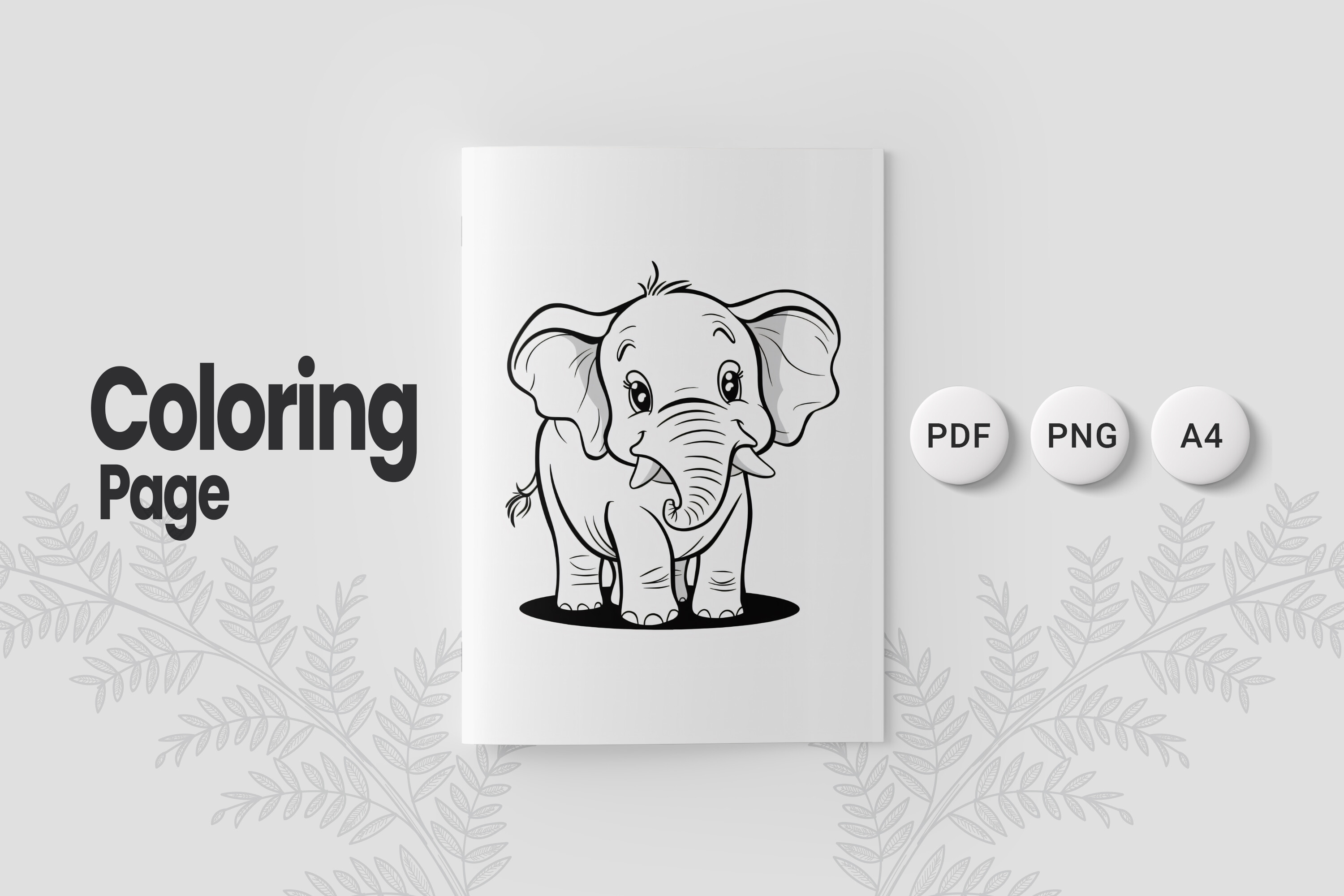 Cute Elephant Coloring Page 06