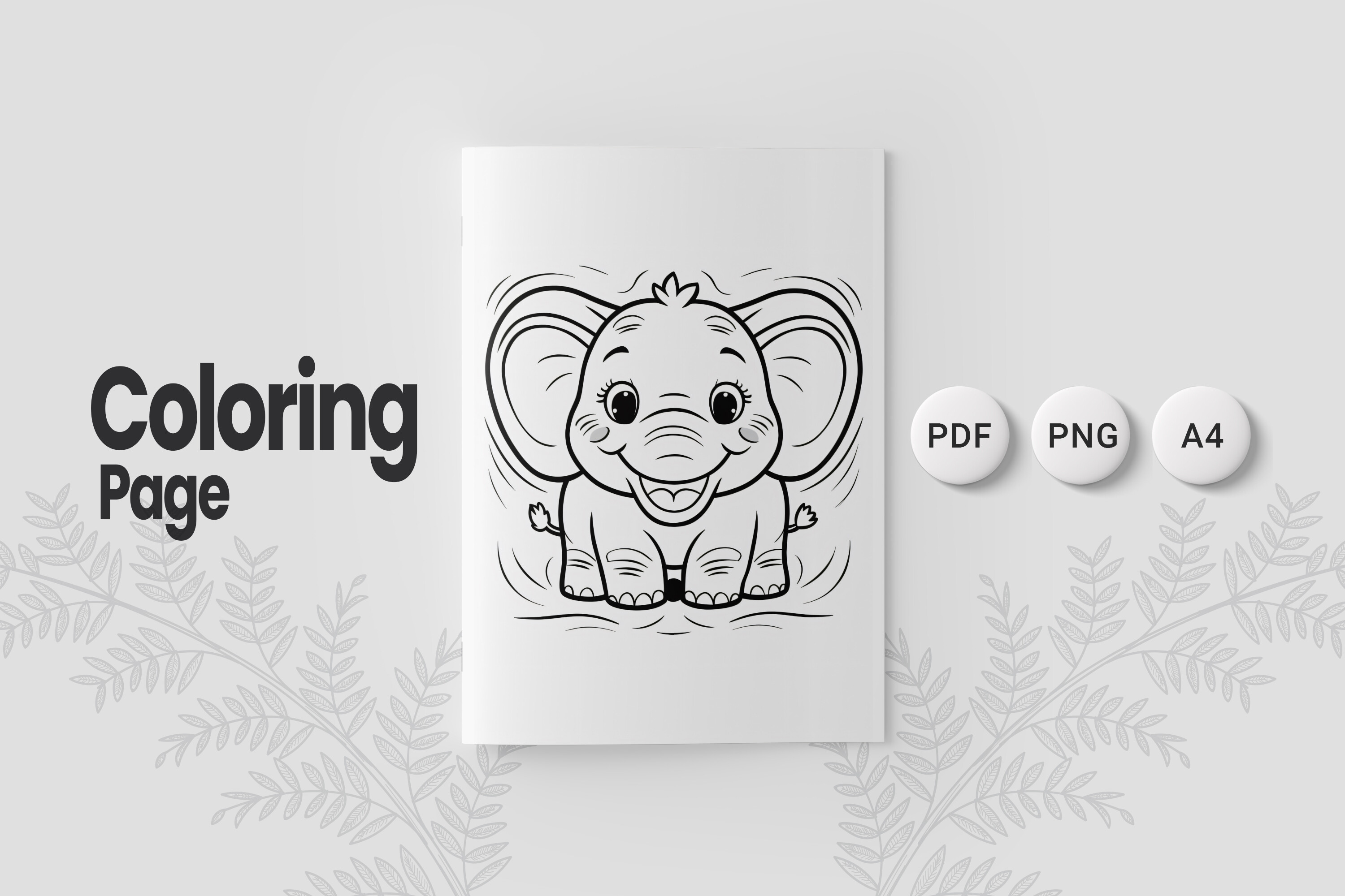 Cute Elephant Coloring Page 09