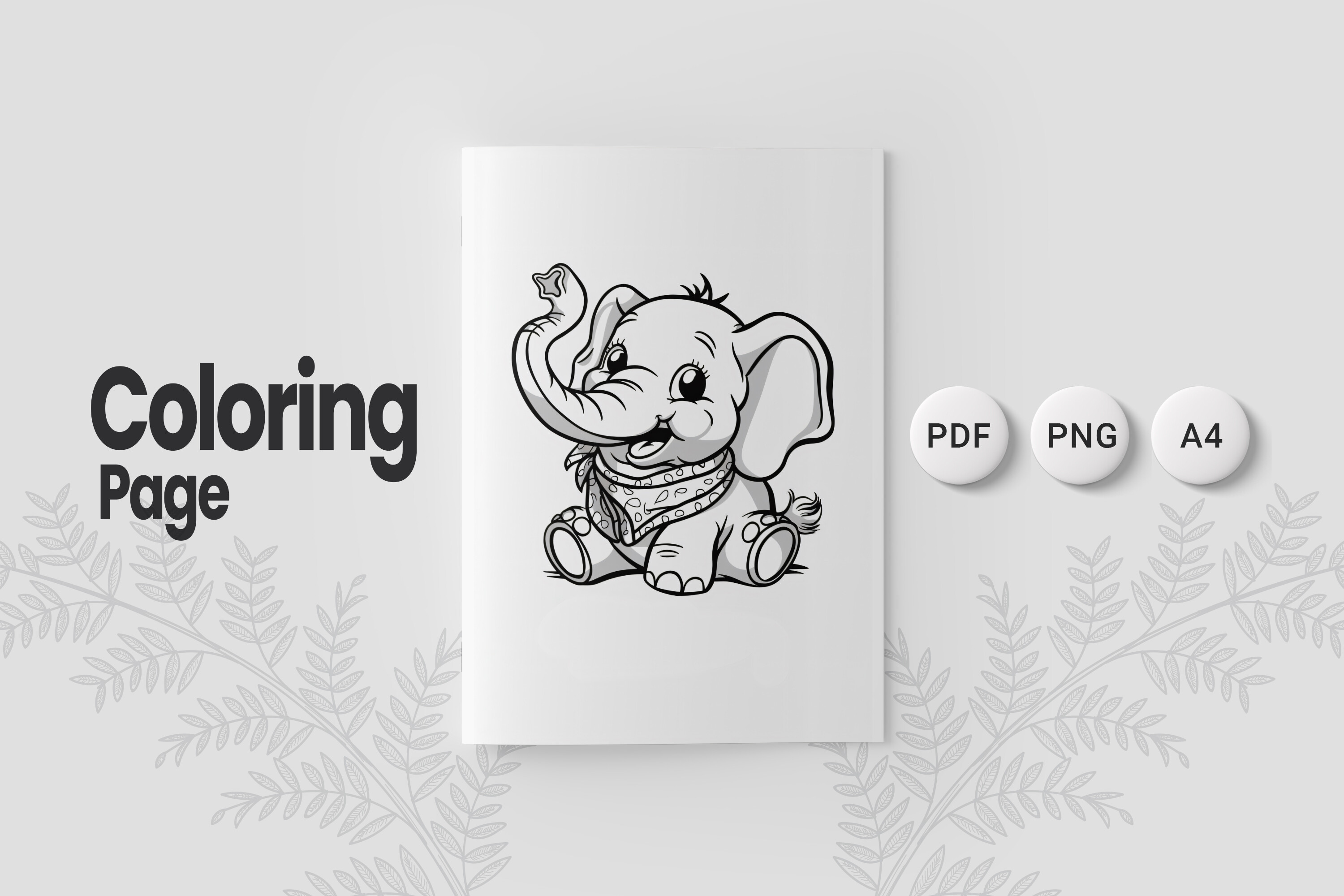 Cute Elephant Coloring Page 10