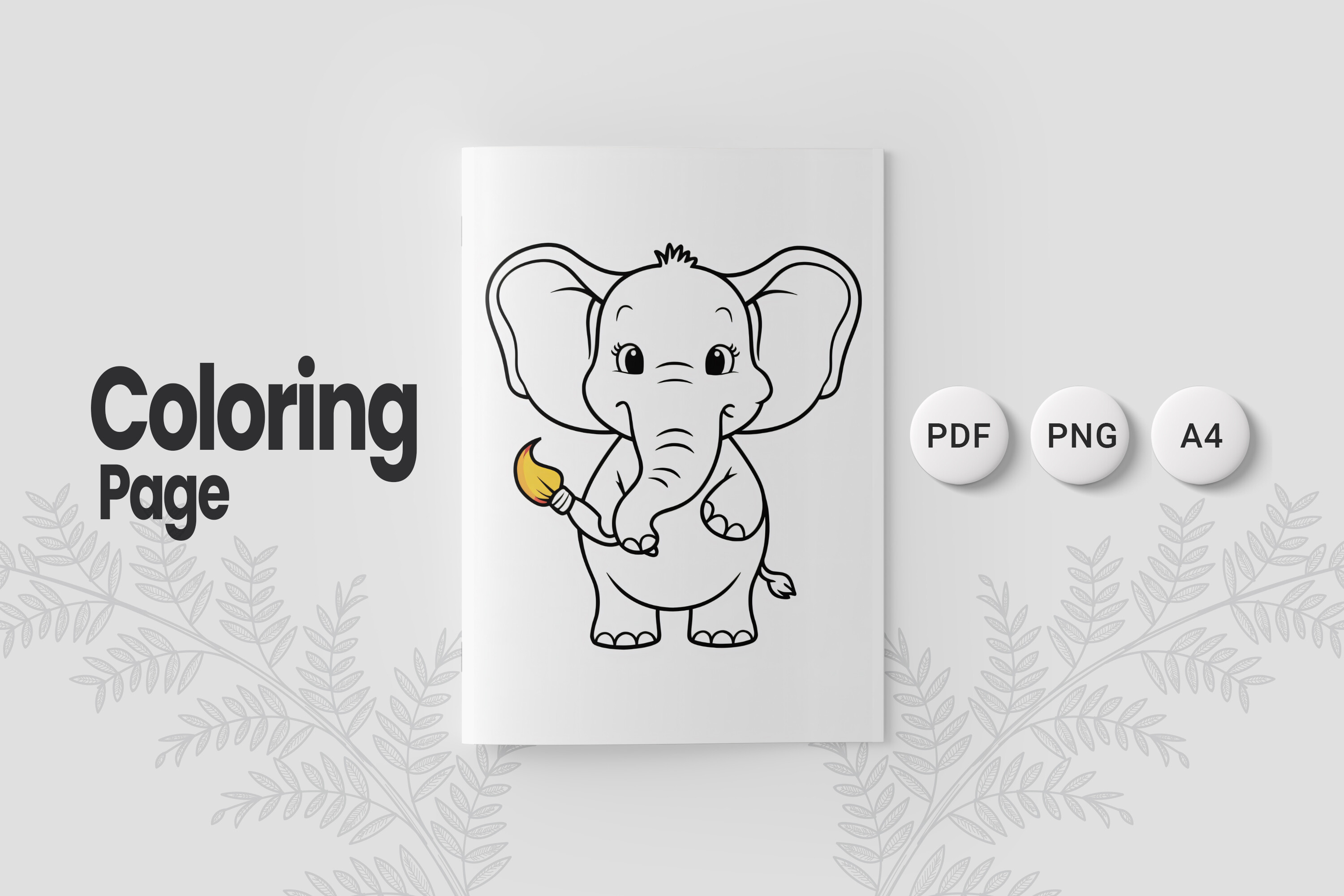 Cute Elephant Coloring Page 16