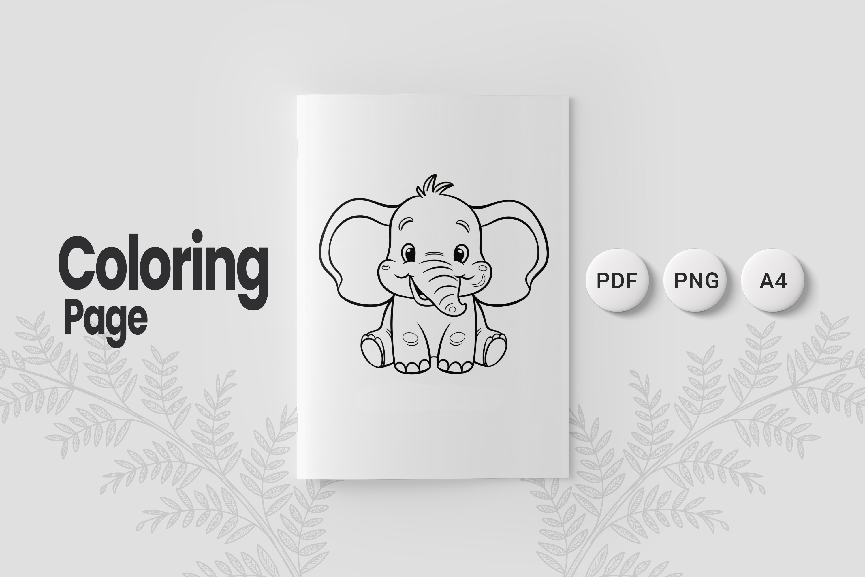 Cute Elephant Coloring Page 19
