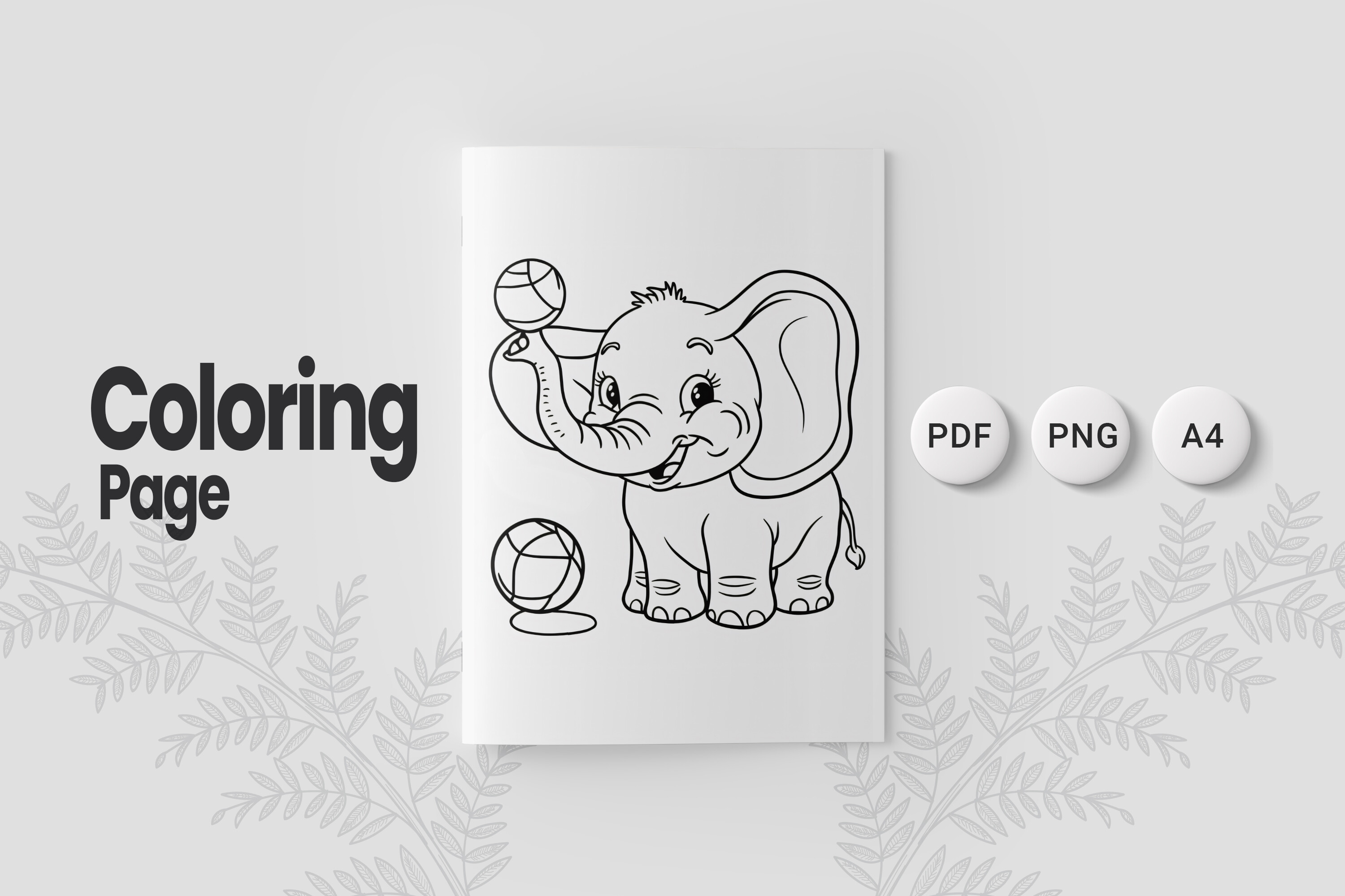 Cute Elephant Coloring Page 20