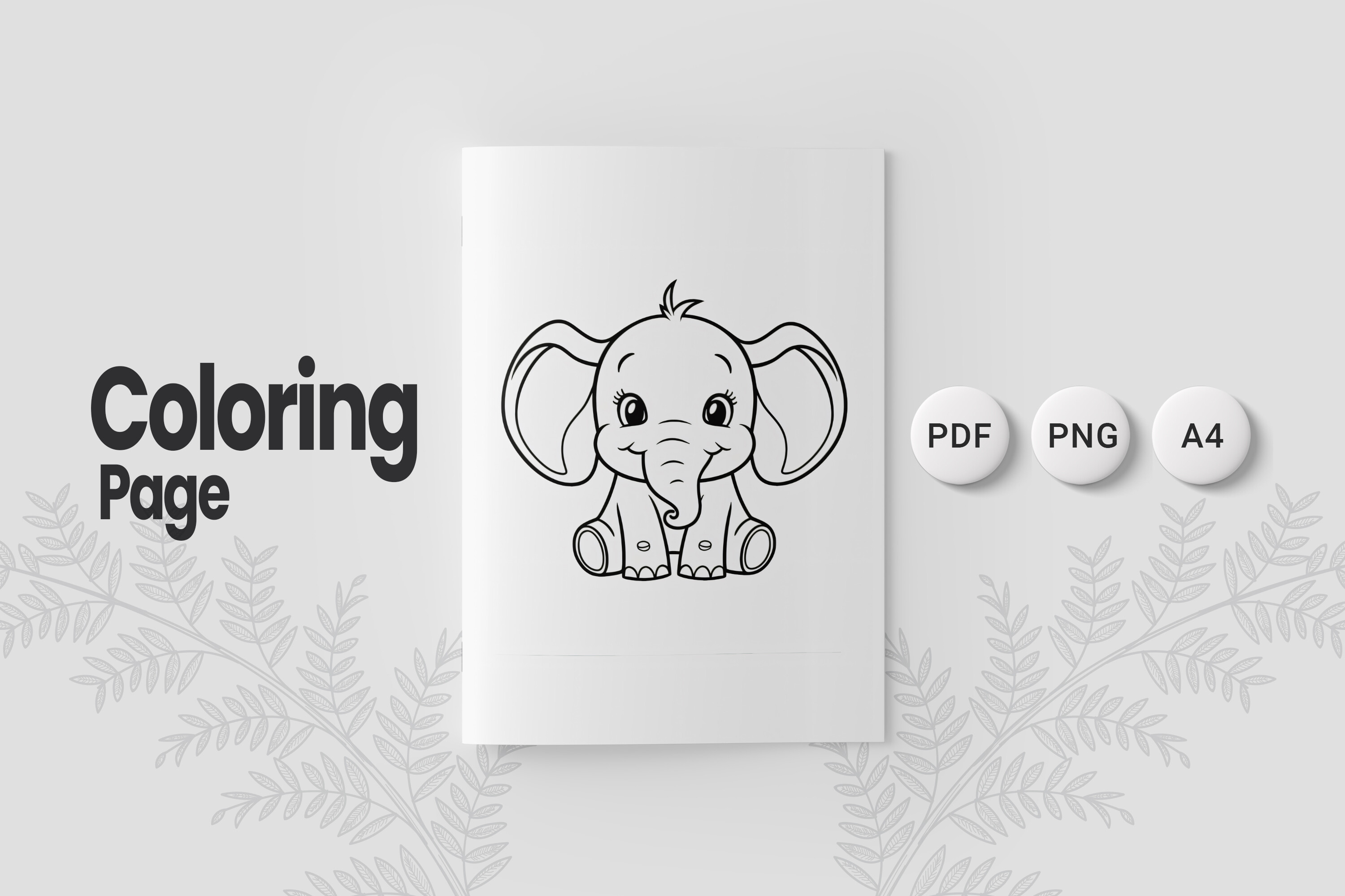 Cute Elephant Coloring Page 21