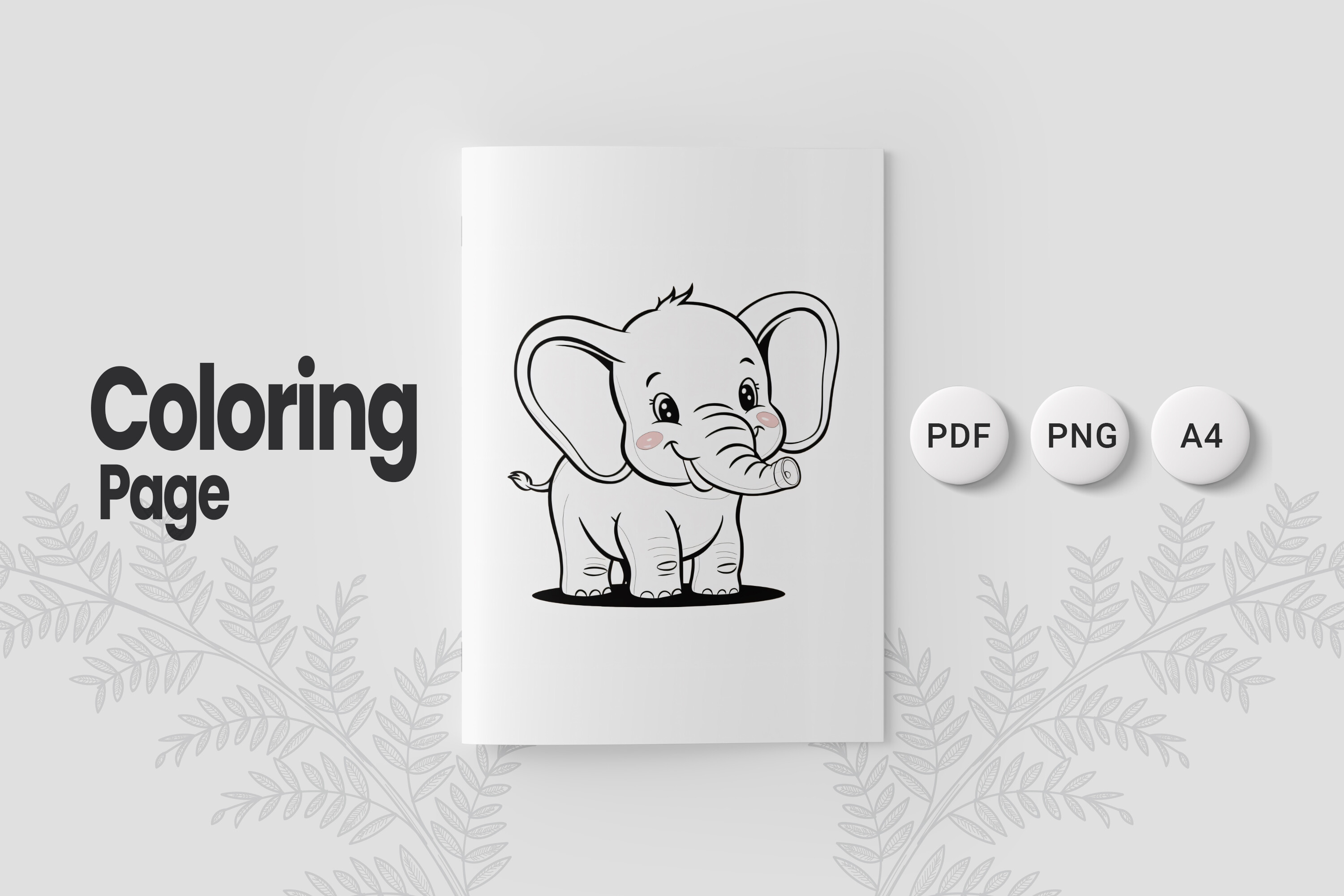 Cute Elephant Coloring Page 23
