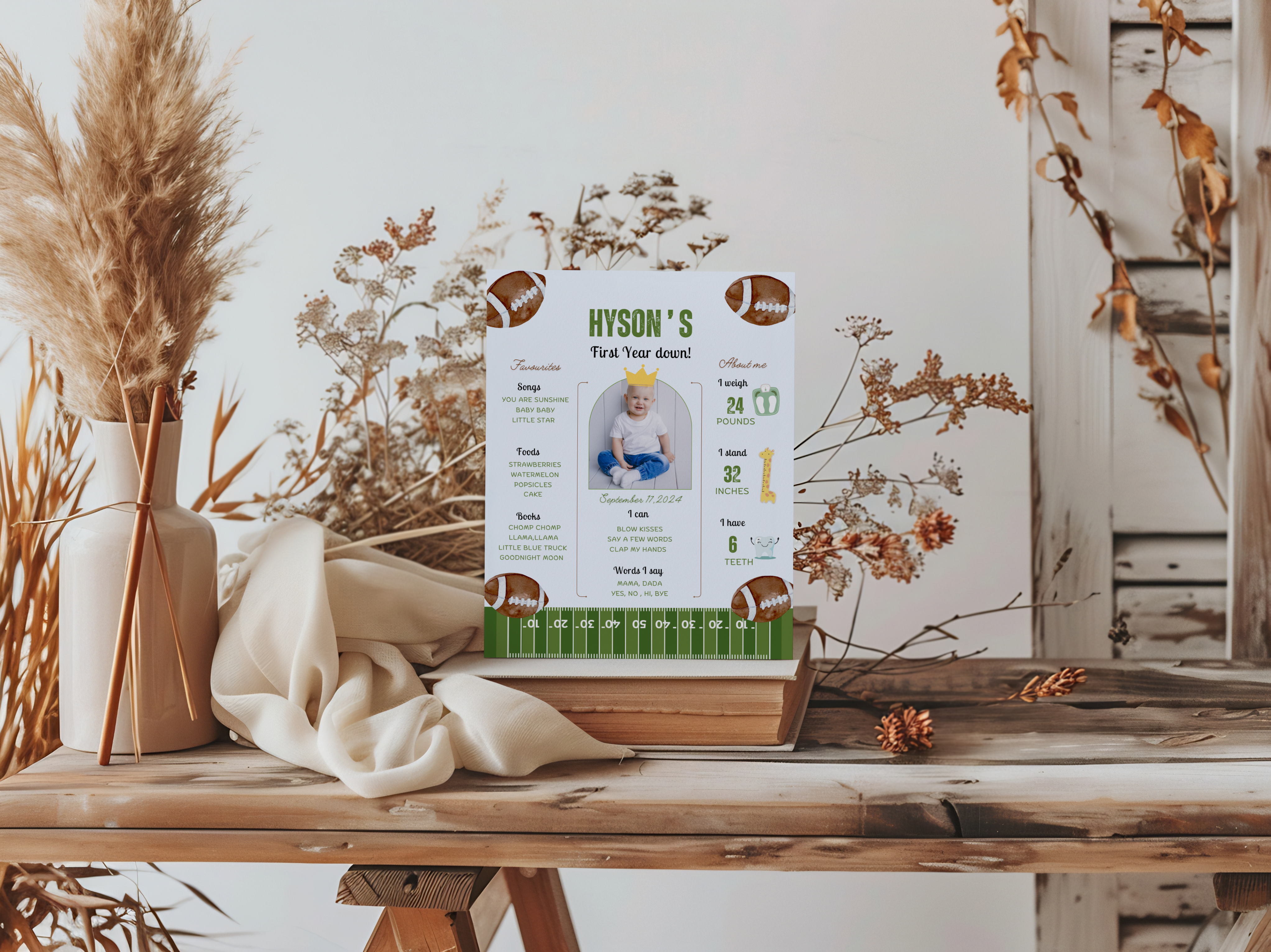 Football Birthday Milestone Board Canva