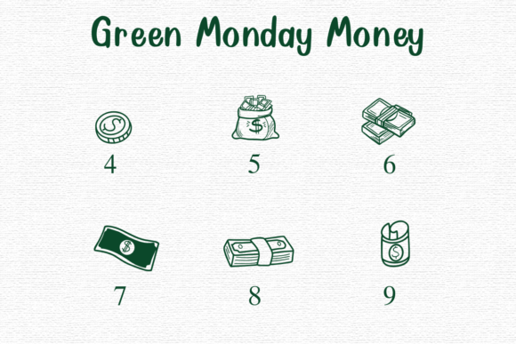 Green Monday Money Font PNG with transparent background - Preview 3