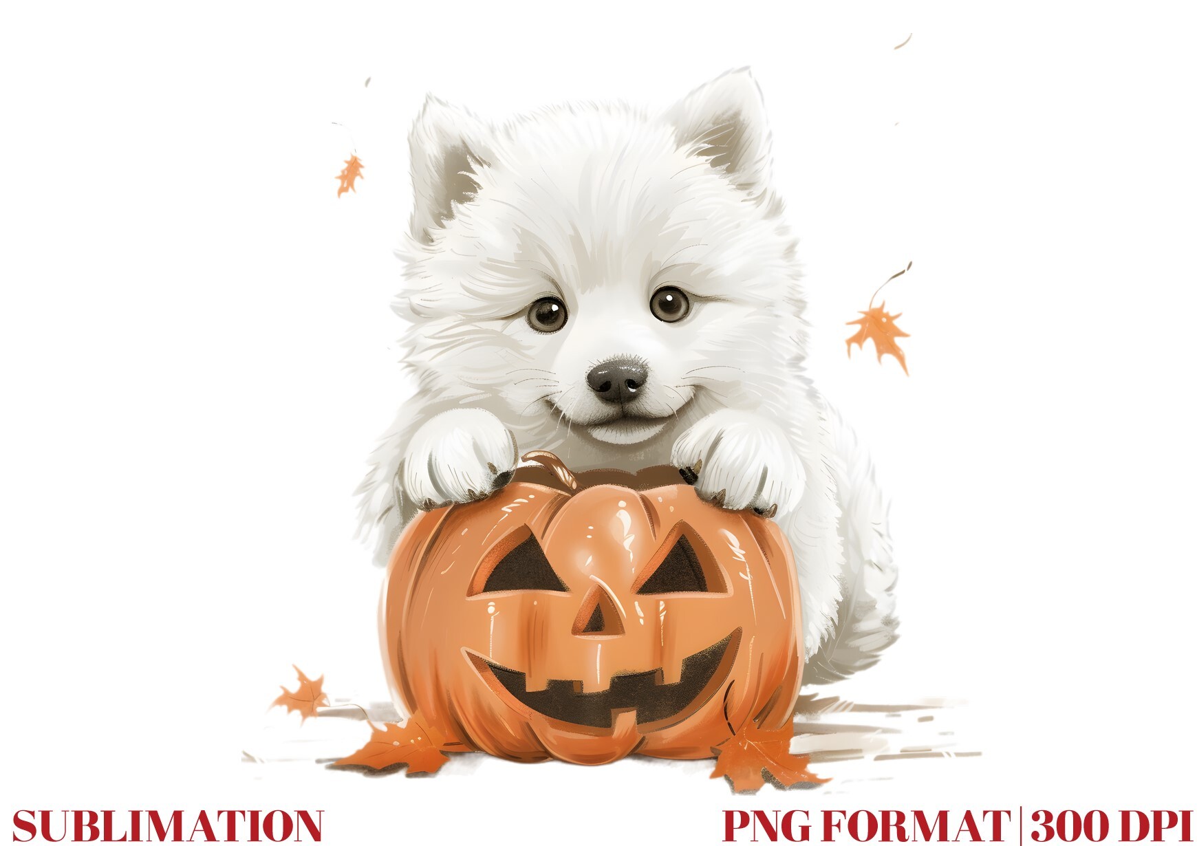 Peeking Samoyed Dog Pumpkin Clipart Graphic by Mirawillson · Creative ...