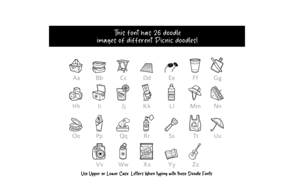 Picnic Doodle Font PNG with transparent background - Preview 1
