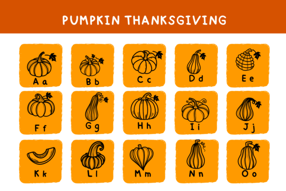 Pumpkin Thanksgiving Font PNG with transparent background - Preview 1
