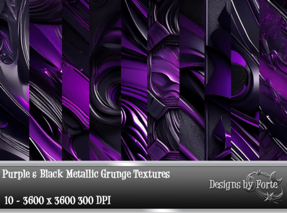 Purple & Black Metallic Grunge Textures