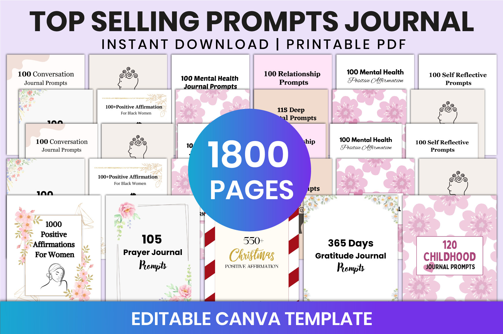 Top Selling Prompts Journal for Canva Graphic by Shumaya · Creative Fabrica
