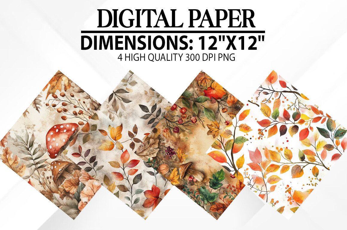 Autumn Watercolor Digital Papers Graphic by fokira · Creative Fabrica