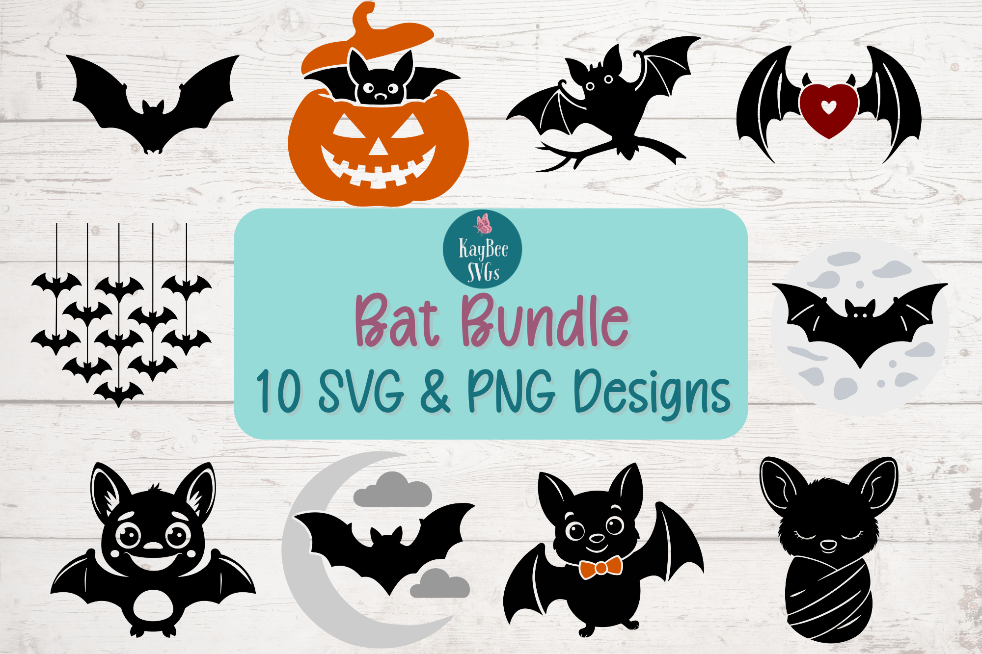 Bat SVG/PNG Cut File Bundle Graphic by KayBeeSVGs · Creative Fabrica