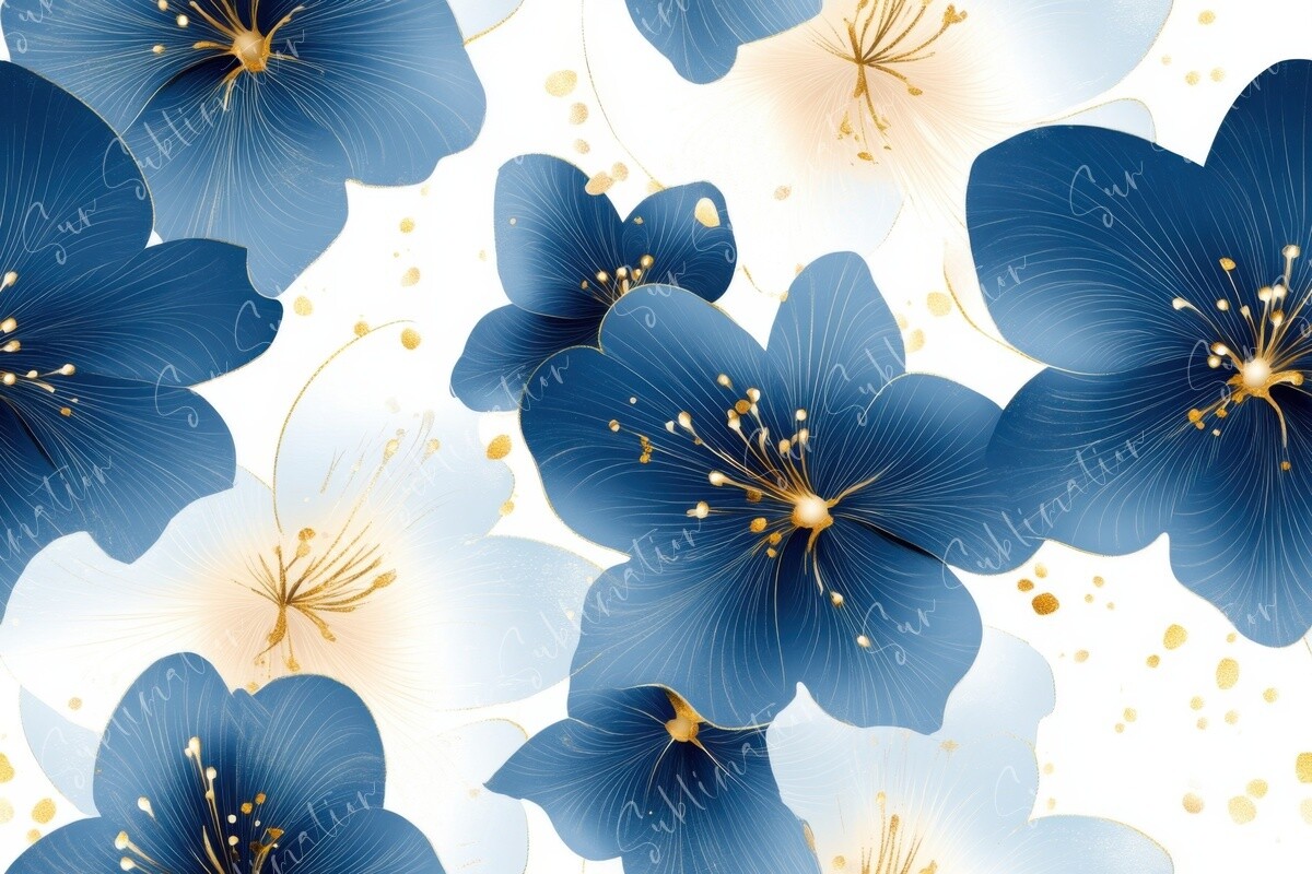 Blue and White Floral Seamless Pattern Graphic by Sun Sublimation ...