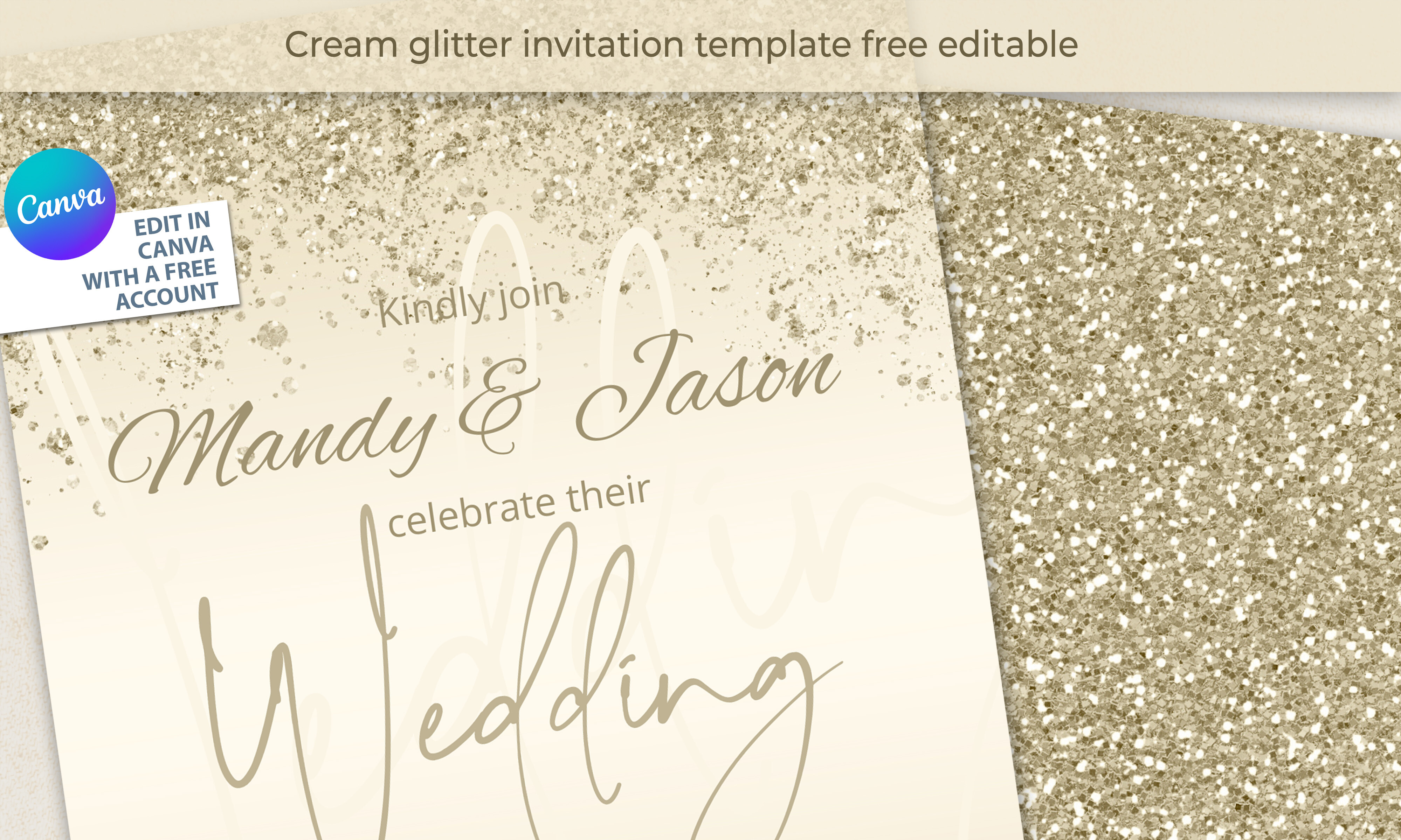 Cream Wedding Canva Invitation
