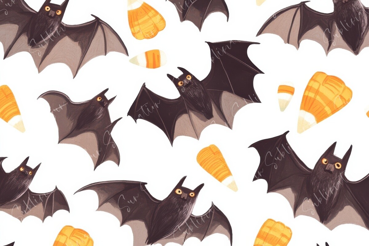 Halloween Bats and Candy Corn Graphic by Sun Sublimation · Creative Fabrica
