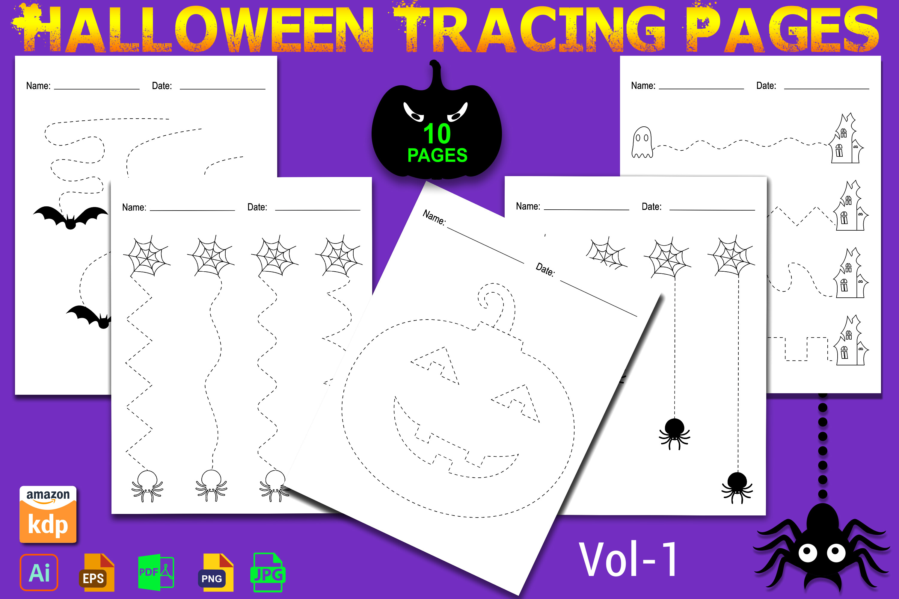 Halloween Kids Pencil Control Worksheet