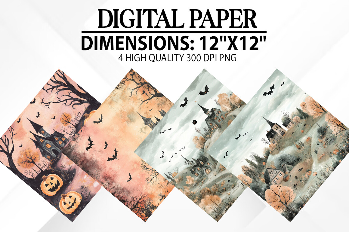 Pastel Halloween Scenes Digital Papers Graphic by fokira · Creative Fabrica