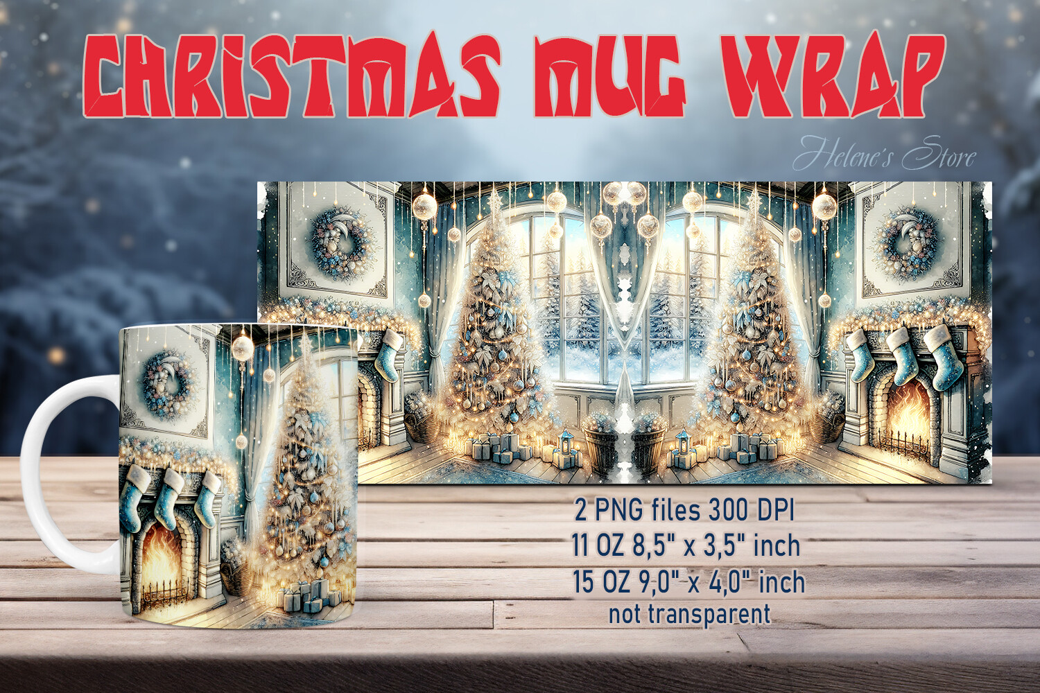 Retro Christmas Mug Wrap Sublimation PNG Graphic by Helene's store ...