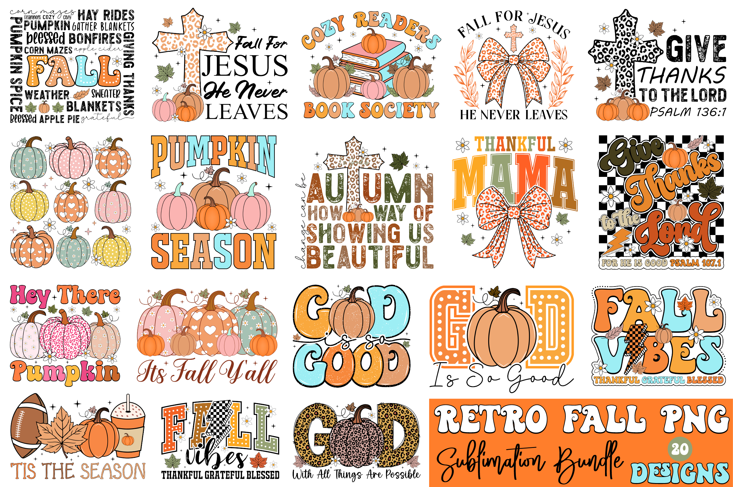 Retro Fall Sublimation PNG Bundle Graphic by Craft Artist · Creative ...