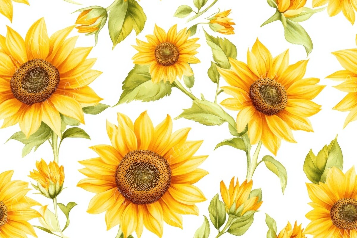 Vibrant Sunflower Seamless Pattern Graphic by Sun Sublimation ...