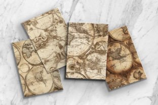Vintage Globe World Map Digital Papers Graphic by ArtCursor · Creative ...