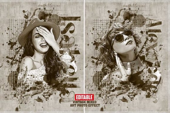 Vintage Mixed Art Photo Effect Graphic by mristudio · Creative Fabrica