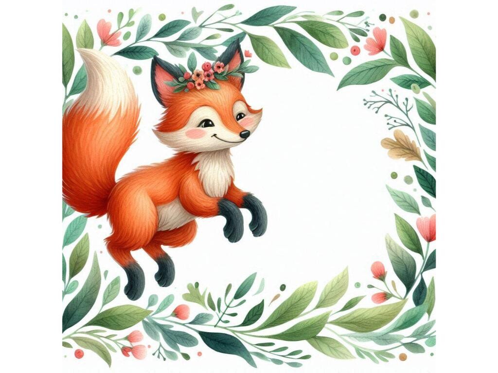A Frame with a Playful Fox Jumping Throu Graphic by kulturrno ...