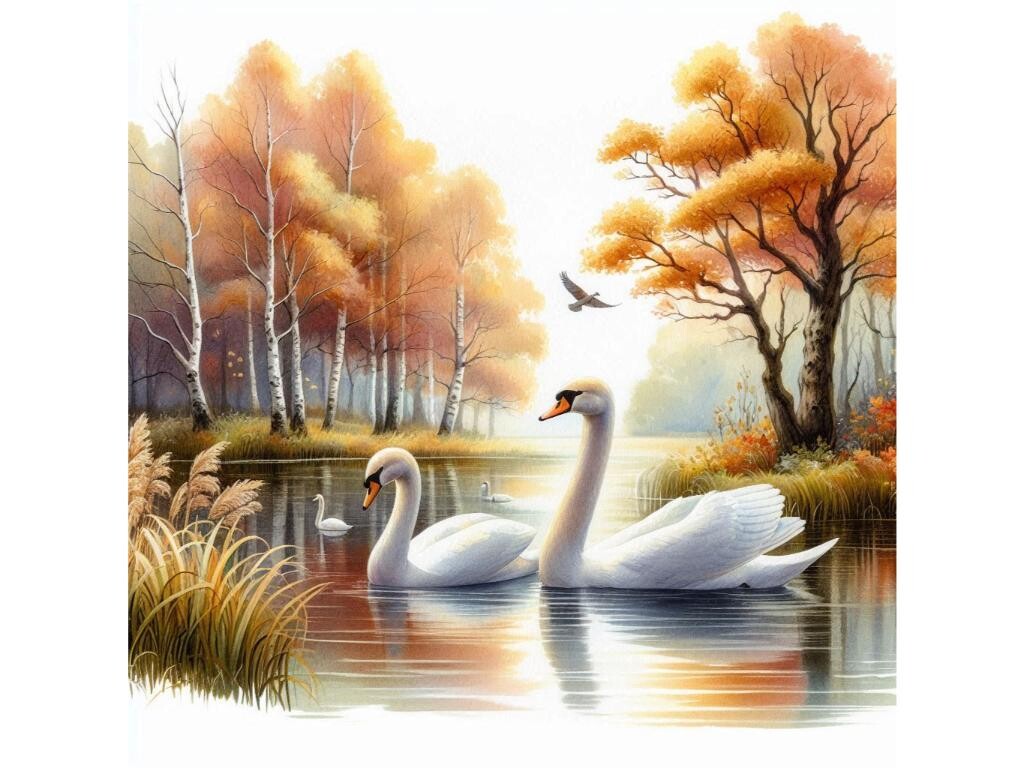 🦢 a Pair of Graceful Swans Gliding Acro Graphic by Creativeguru ...