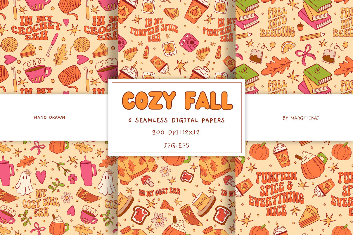 Cozy Fall Seamless Patterns Graphic by margotikaj · Creative Fabrica