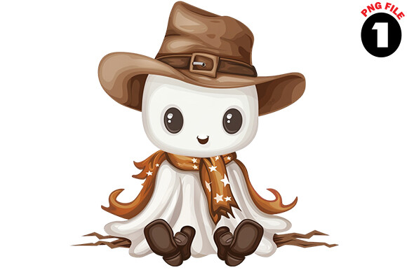 Cute Halloween Ghost Cowboy Clipart Graphic by Svg Design Shop ...