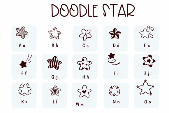 Doodle Star Font PNG with transparent background - Preview 1