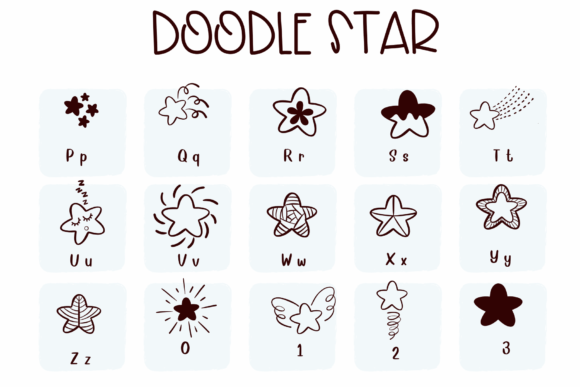 Doodle Star Font PNG with transparent background - Preview 2