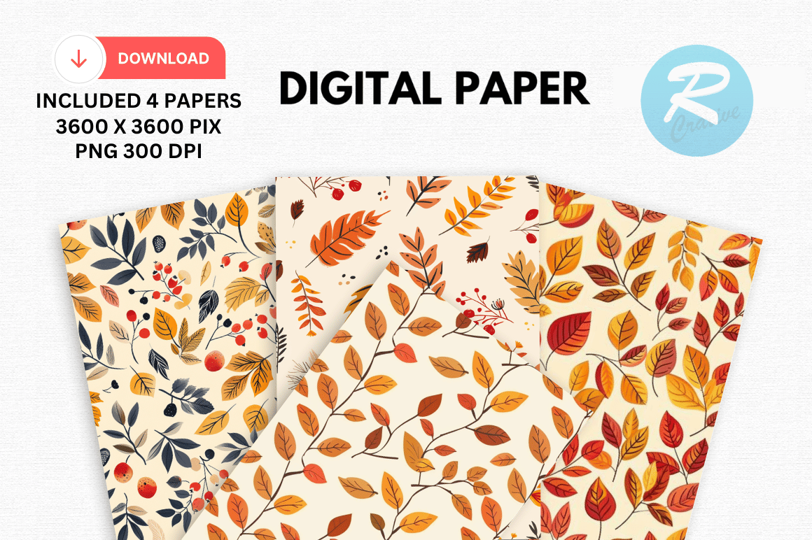 Fall Vibes Fruits Digital Papers Pattern Graphic by Regulrcrative ...